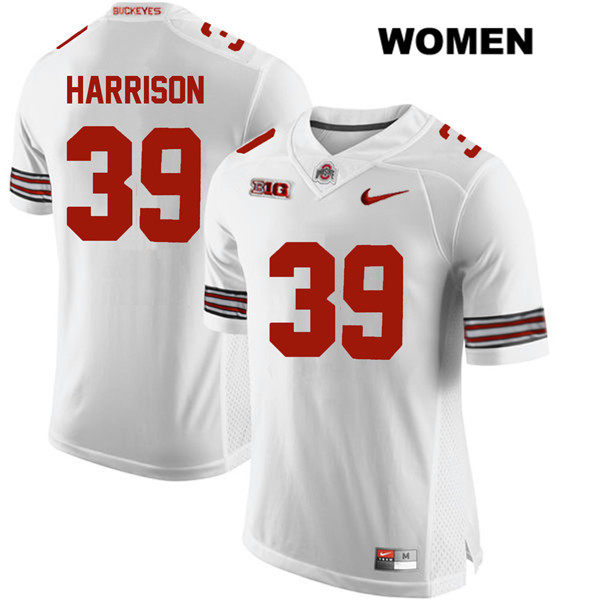 Ohio State Buckeyes Women's Malik Harrison #39 White Authentic Nike College NCAA Stitched Football Jersey QB19M04YE